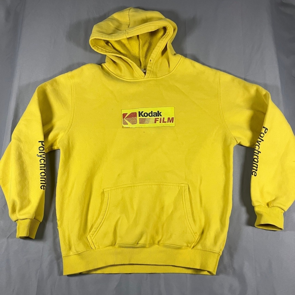 Kodak Film‎ Graphic Hoodie Mens Small Yellow Pullover Sweatshirt Polychrome